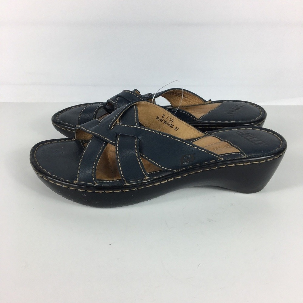 Born Slide Sandal Women Size 8 Blue Leather Shoes - Picture 4 of 8